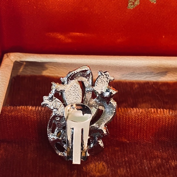 Vintage silver clip on earrings with zirconia - Picture 2 of 4